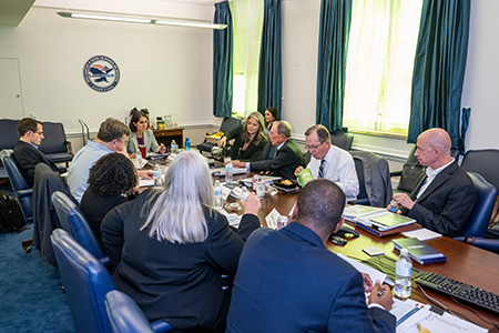 Mara Karlin, then the assistant secretary of defense for strategy, plans, and capabilities, speaks to members of the Defense Innovation Board at the Pentagon, Oct. 17, 2022.